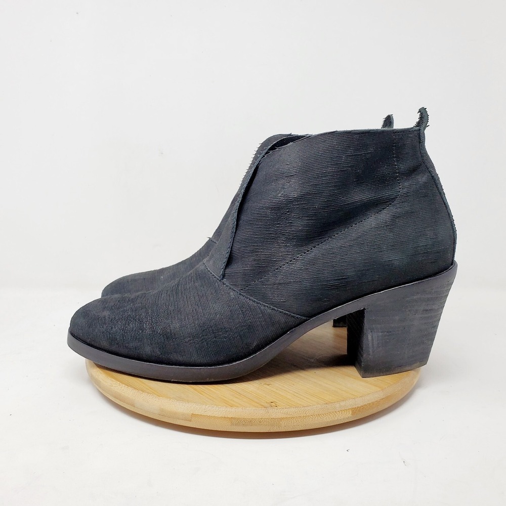 Eileen Fisher Ankle Boots Womens 10 Murphy Black Leather Block Heel Shoes Bootie